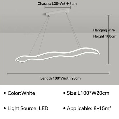 Modern gold wave led pendant light dining room chandelier