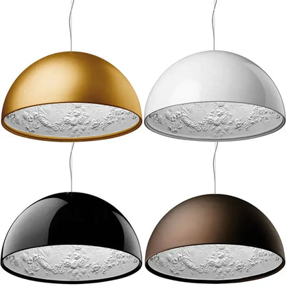 Modern floral relief led pendant light dining room dome chandelier