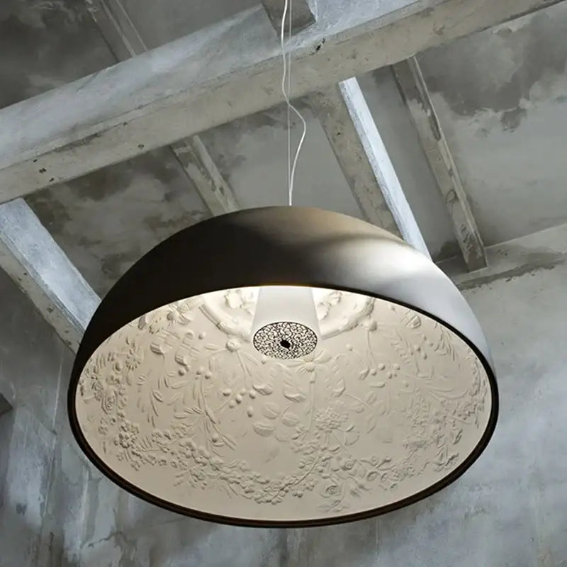 Modern floral relief led pendant light dining room dome chandelier