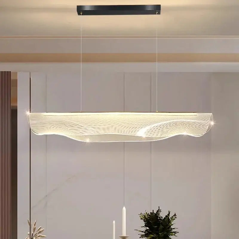 Modern black wave led pendant light for dining room