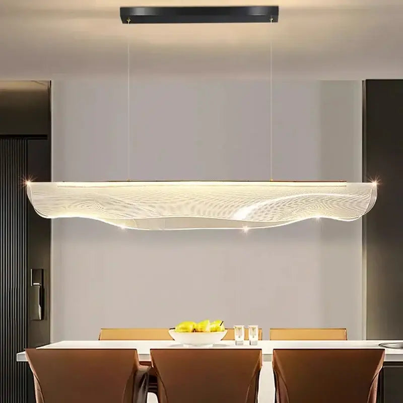Modern black wave led pendant light for dining room