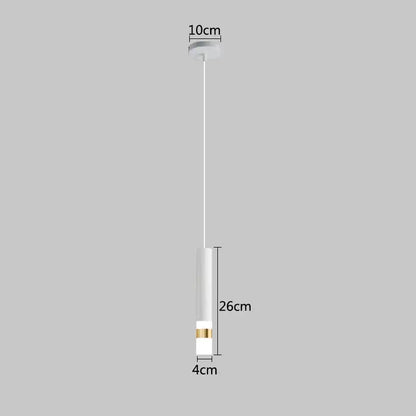 Modern black & gold led pendant light dining room cylindrical lamp