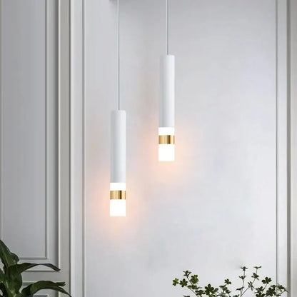 Modern black & gold led pendant light dining room cylindrical lamp