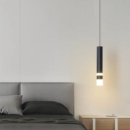 Modern black & gold led pendant light dining room cylindrical lamp