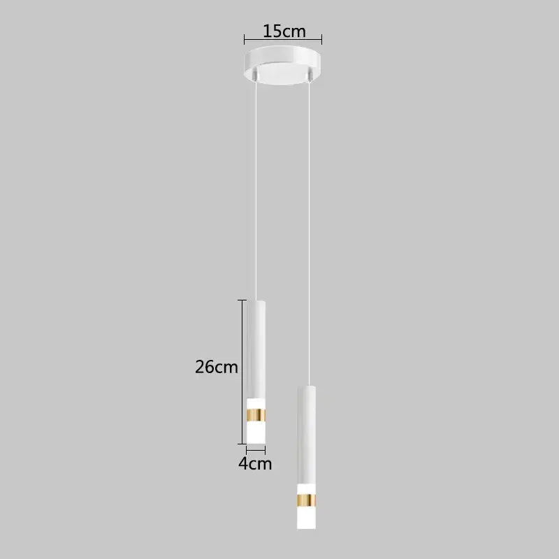 Modern black & gold led pendant light dining room cylindrical lamp