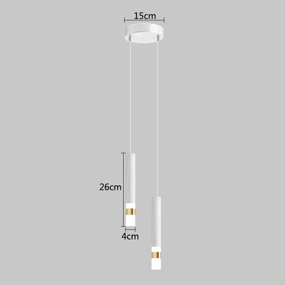 Modern black & gold led pendant light dining room cylindrical lamp
