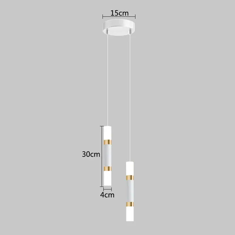 Modern black & gold led pendant light dining room cylindrical lamp