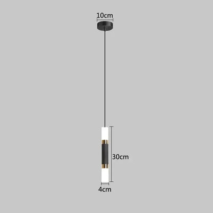 Modern black & gold led pendant light dining room cylindrical lamp