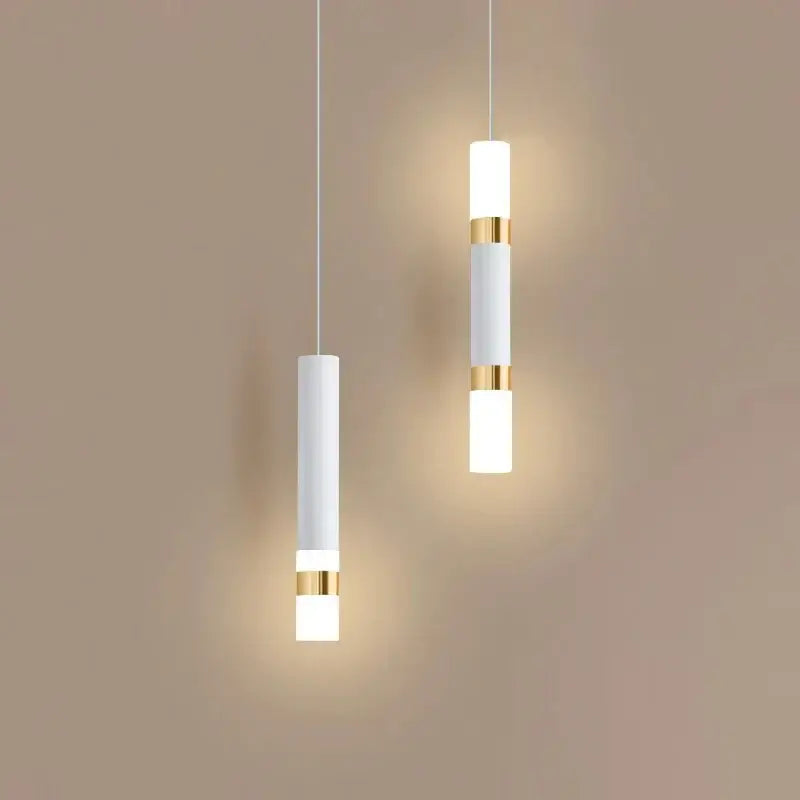 Modern black & gold led pendant light dining room cylindrical lamp