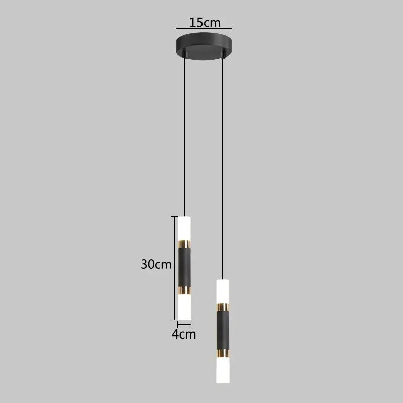 Modern black & gold led pendant light dining room cylindrical lamp