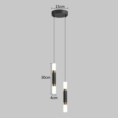 Modern black & gold led pendant light dining room cylindrical lamp