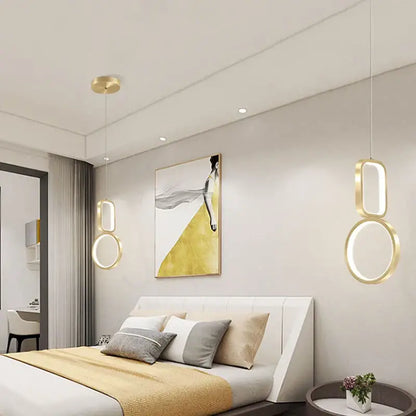 Modern gold geometric led pendant light for dining room