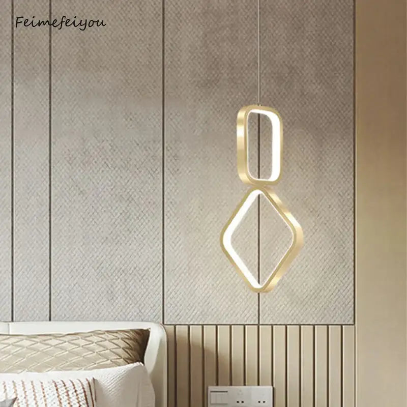 Modern gold geometric led pendant light for dining room