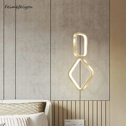 Modern gold geometric led pendant light for dining room