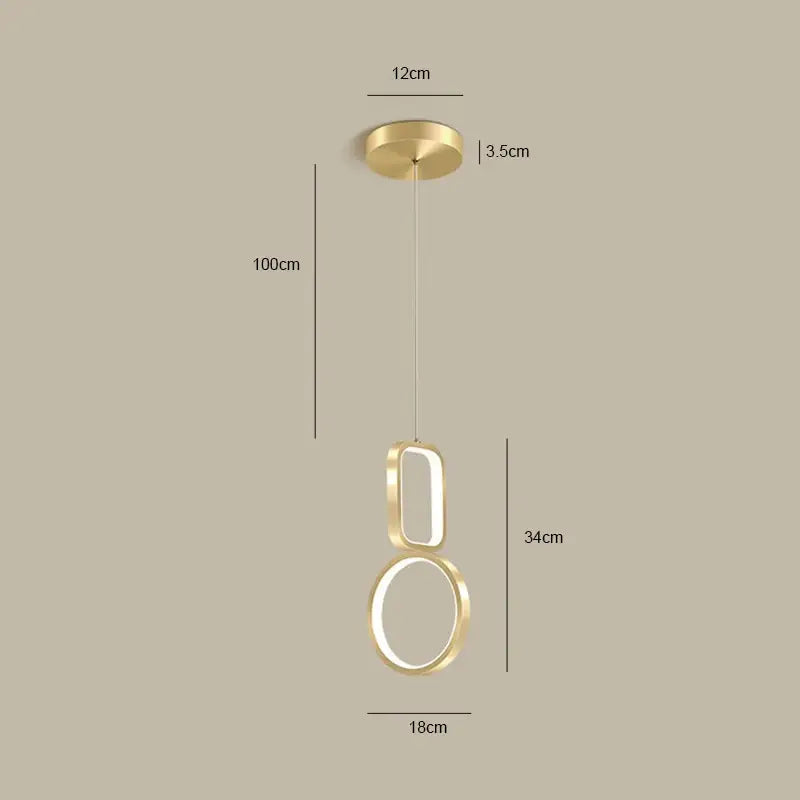 Modern gold geometric led pendant light for dining room