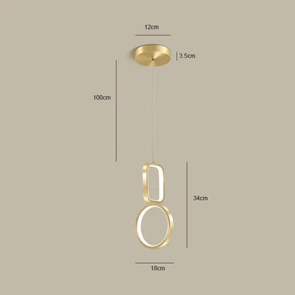Modern gold geometric led pendant light for dining room