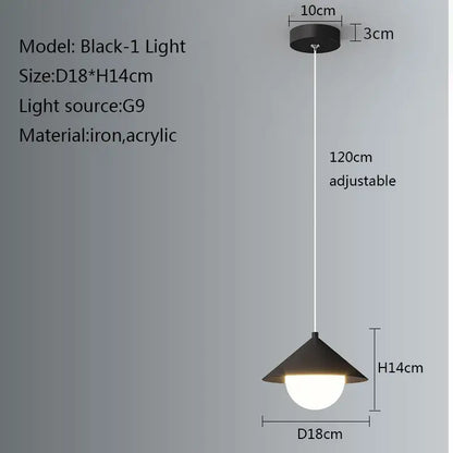 Modern black & gold geometric led pendant light for dining room