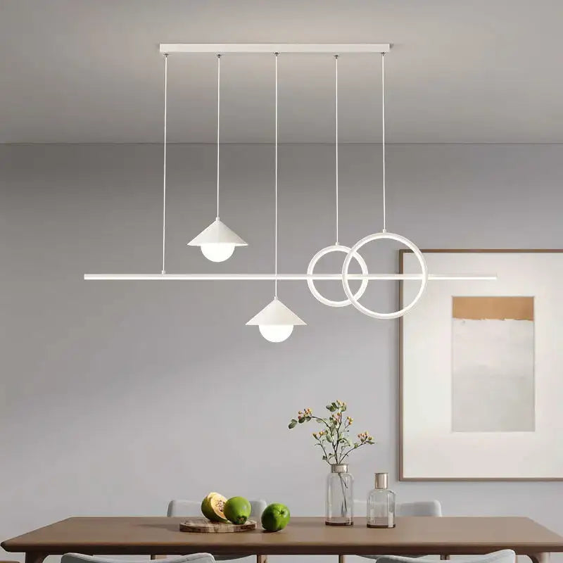 Modern black & gold geometric led pendant light for dining room