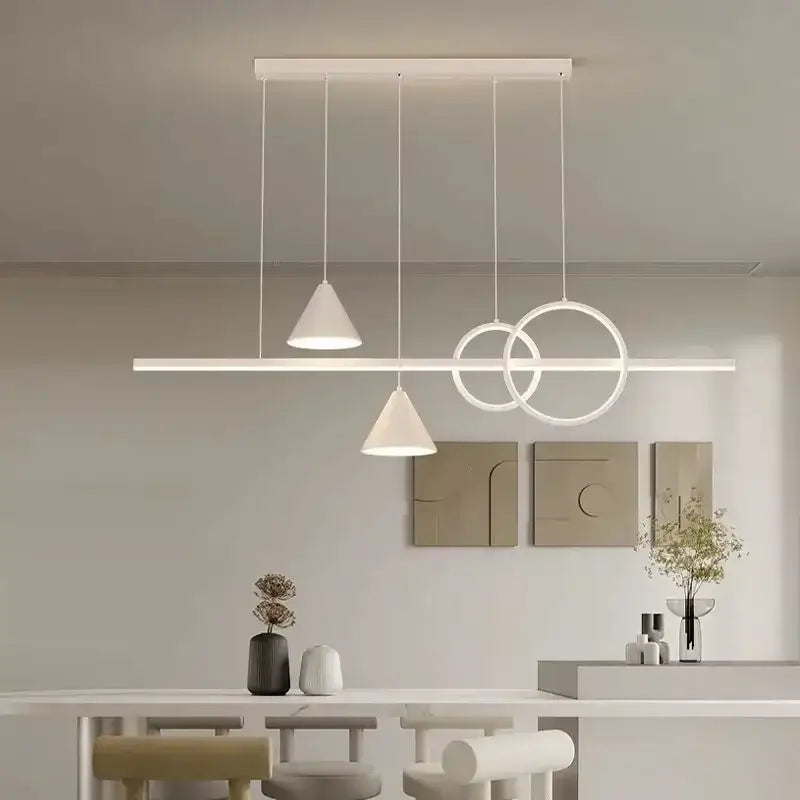 Modern black & gold geometric led pendant light for dining room