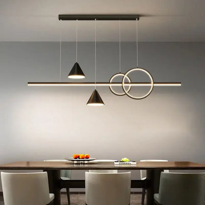 Modern black & gold geometric led pendant light for dining room