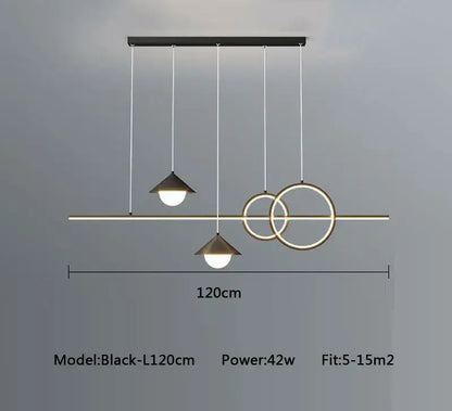 Modern black & gold geometric led pendant light for dining room