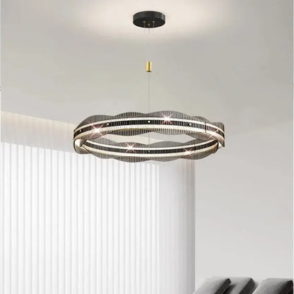 Modern wavy double ring led pendant light for dining room