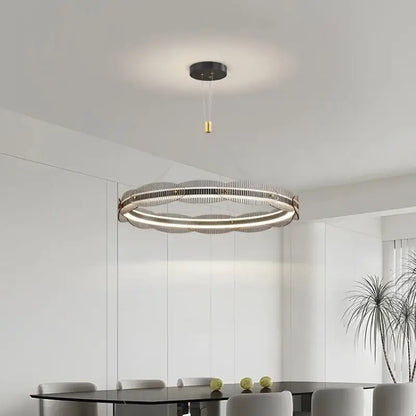 Modern wavy double ring led pendant light for dining room