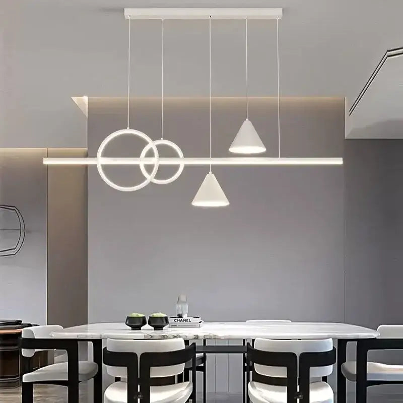 Modern black & gold geometric led pendant light for dining room