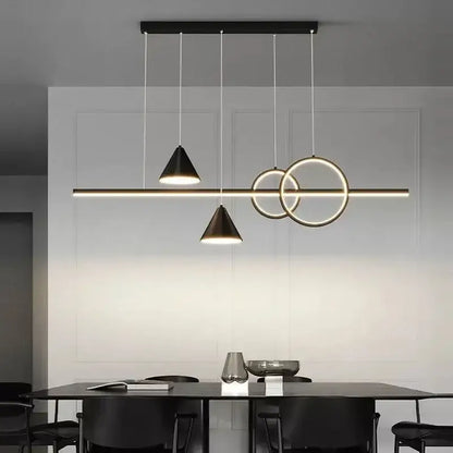 Modern black & gold geometric led pendant light for dining room