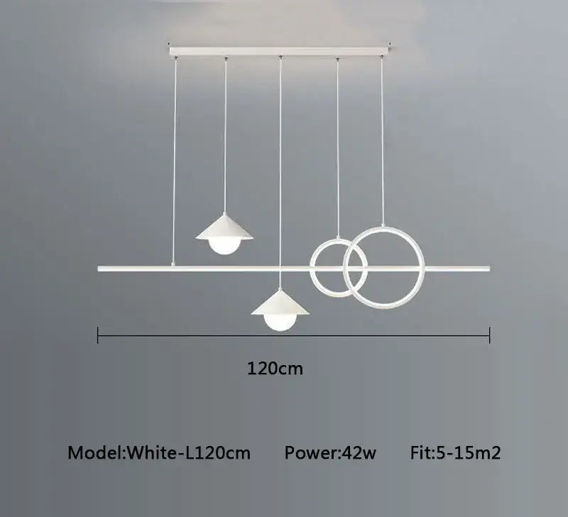 Modern black & gold geometric led pendant light for dining room