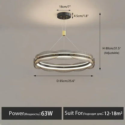 Modern wavy double ring led pendant light for dining room