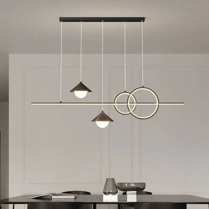 Modern black & gold geometric led pendant light for dining room