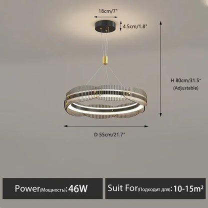 Modern wavy double ring led pendant light for dining room