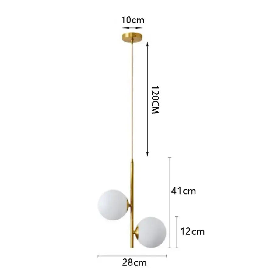Modern gold 3-light led pendant glass globe lighting for bedroom