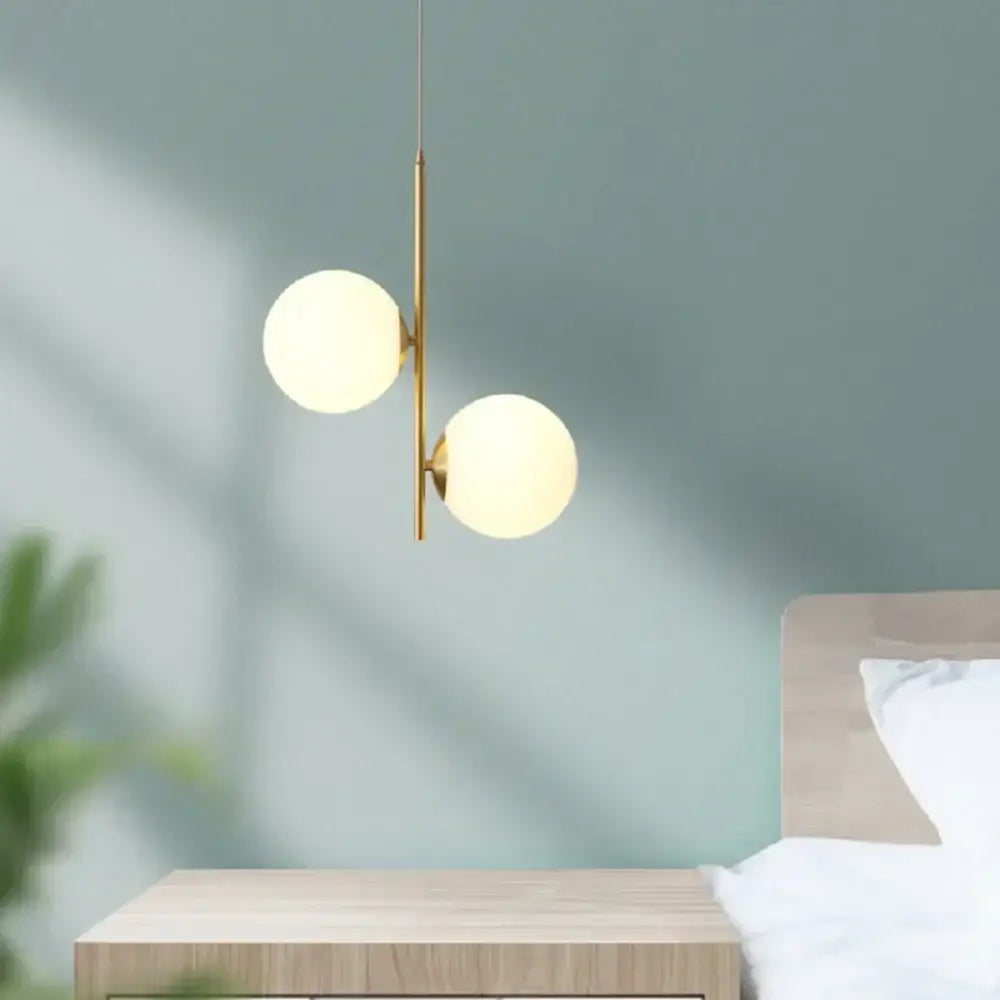 Modern gold 3-light led pendant glass globe lighting for bedroom