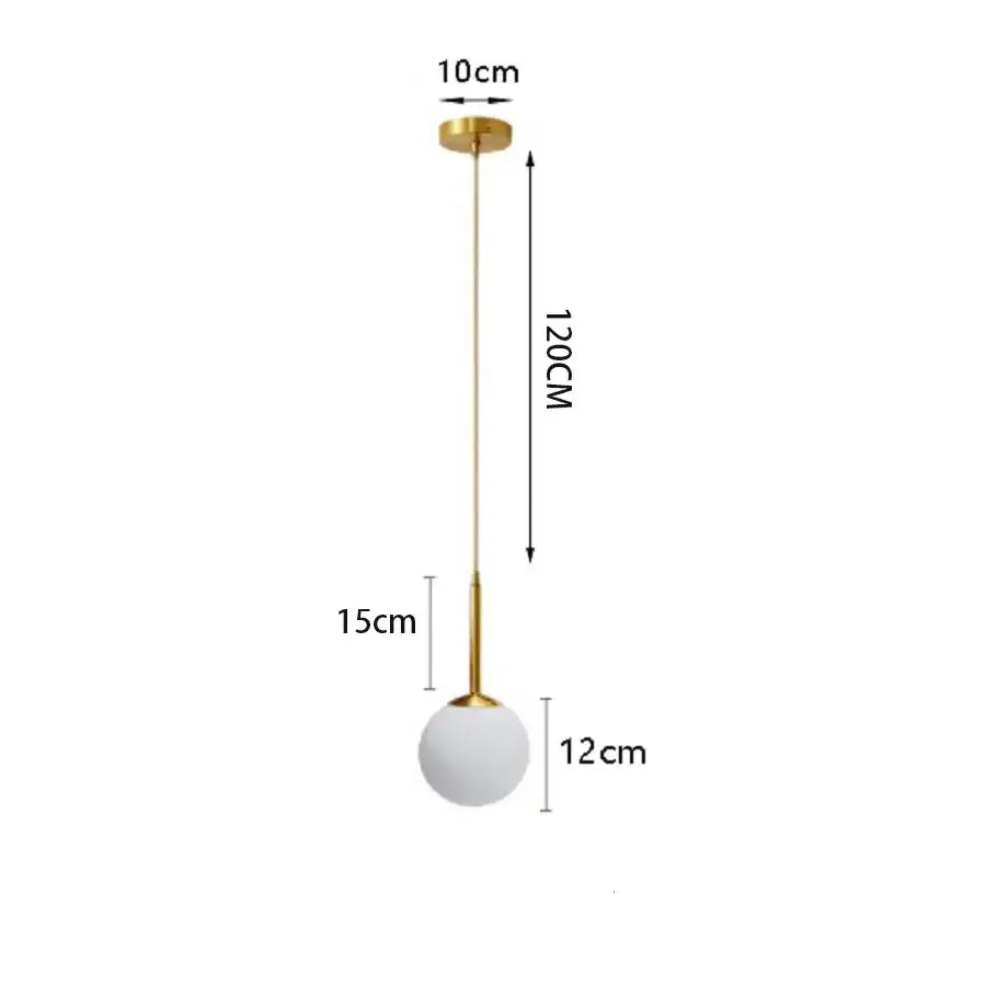 Modern gold 3-light led pendant glass globe lighting for bedroom