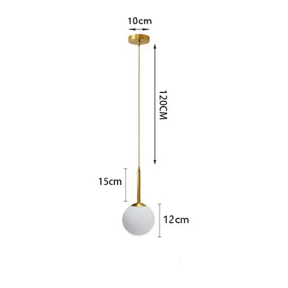 Modern gold 3-light led pendant glass globe lighting for bedroom