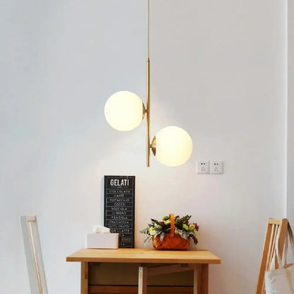 Modern gold 3-light led pendant glass globe lighting for bedroom