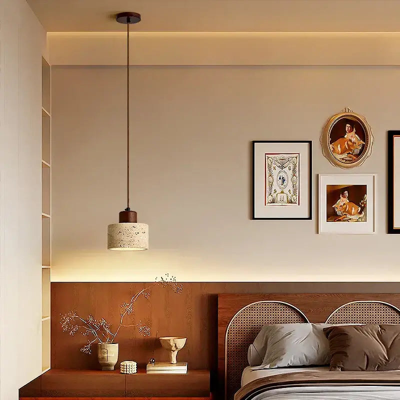 Minimalist beige & dark brown led pendant light kitchen luminaire