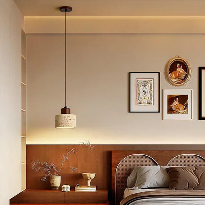Minimalist beige & dark brown led pendant light kitchen luminaire