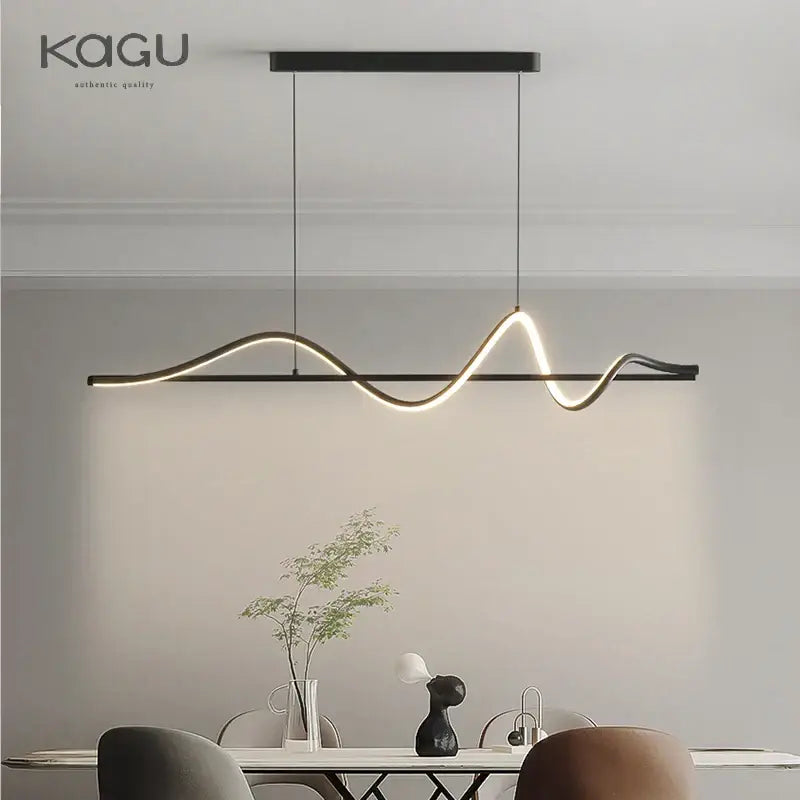 Modern black & white wave led pendant light for dining room