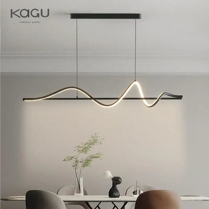 Modern black & white wave led pendant light for dining room
