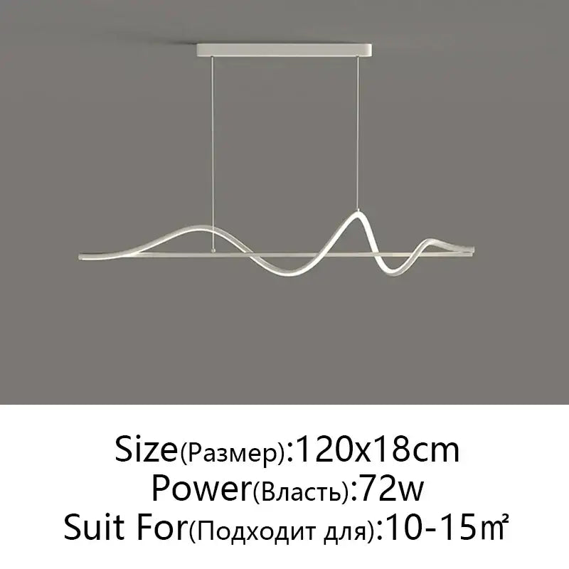 Modern black & white wave led pendant light for dining room