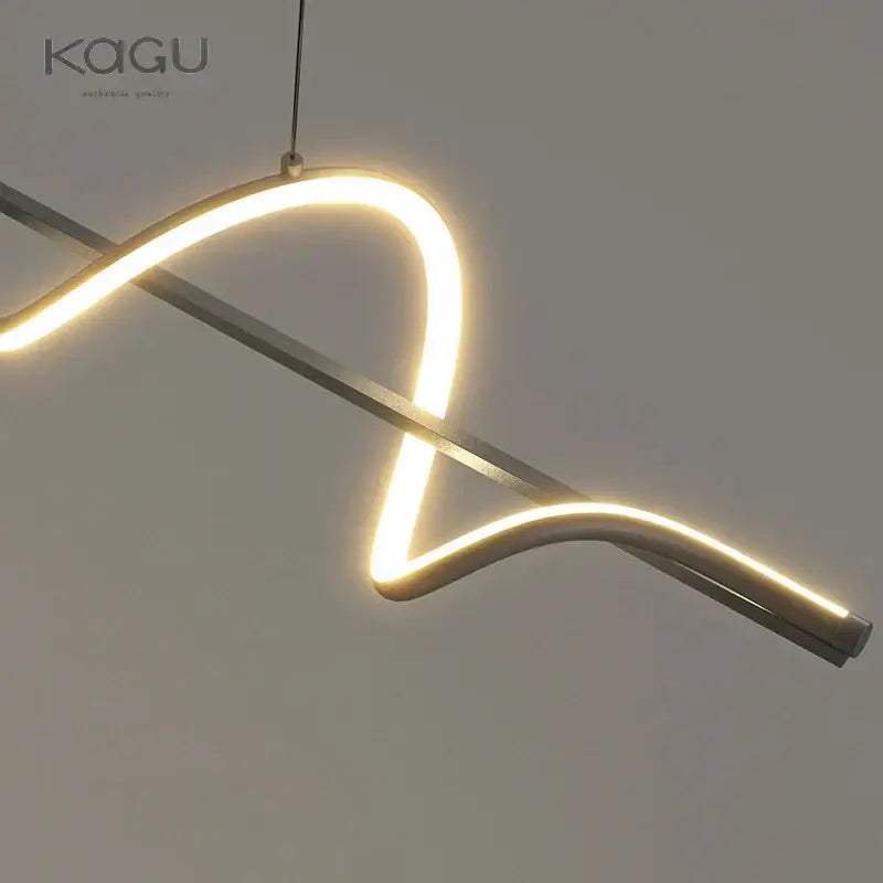 Modern black & white wave led pendant light for dining room