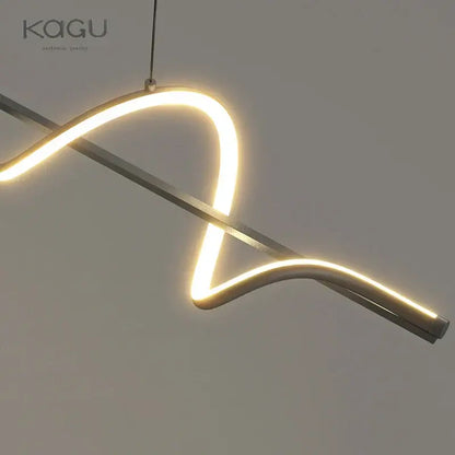 Modern black & white wave led pendant light for dining room
