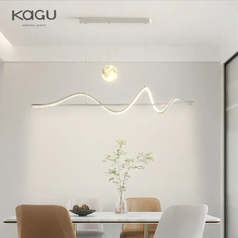Modern black & white wave led pendant light for dining room