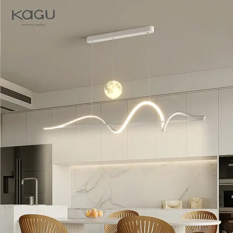Modern black & white wave led pendant light for dining room