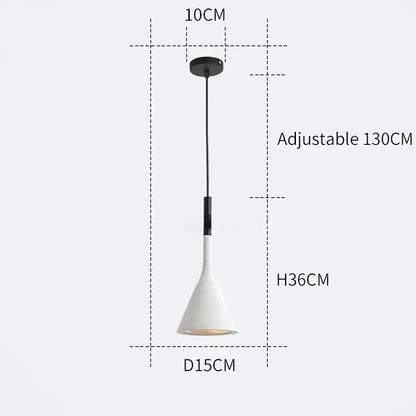 Modern matte black & blue led pendant light living room conical shade