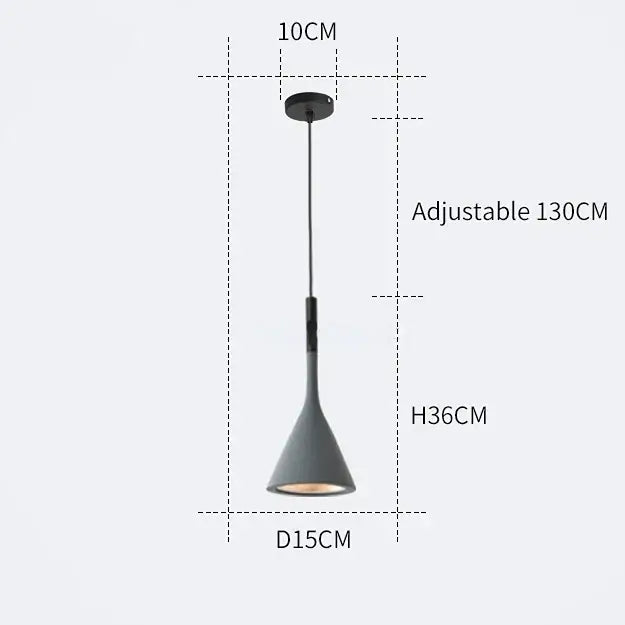 Modern matte black & blue led pendant light living room conical shade