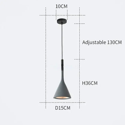 Modern matte black & blue led pendant light living room conical shade